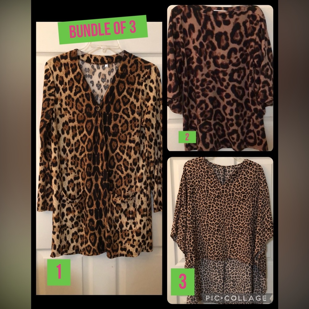 Bundle of 3 Animal Print Tops All Gently used 💖